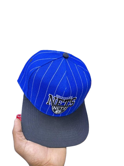 Brooklyn Nets Team Shield Pinstripe Snapback Cap – Royal Blue & Black